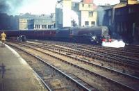 Stanier Coronation Pacific no 46244 <I>King George VI</I> pulls out of Glasgow Central on 5 September 1959 with the up <I>Mid-day Scot</I> for London Euston.<br><br>[A Snapper (Courtesy Bruce McCartney) 05/09/1959]