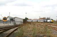 A Kings Cross - Aberdeen HST passes the Siemens Depot (opened 2007) shortly after leaving York station in March 2010. The sidings in the foreground give access the National Railway Museum site.<br><br>[John Furnevel /03/2010]