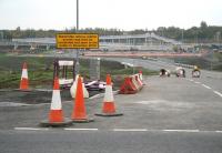 Confident-looking notice at the entrance road leading from the A89 to the under-construction Blackridge station (and footbridge) on 12 October 2010. [Addendum - the station opened on 12 December 2010].<br><br>[John Furnevel 12/10/2010]