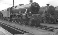 Jubilee 45638 <I>Zanzibar</I> stands on Longsight shed, Manchester, in 1959.  <br><br>[K A Gray //1959]