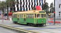 The iconic 'W' Class tram which is an emblem of Melbourne, in the Docklands area on 14 October 2010. Sadly these vehicles are under threat of withdrawal because they have steps.<br><br>[Colin Miller 14/10/2010]