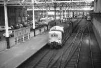 Deltic no D9001 <I>St Paddy</I> arriving at the then platforms 10 and 11 of Waverley station in May 1968 with the down <I>Flying Scotsman</I>.<br><br>[Bill Jamieson 27/05/1968]