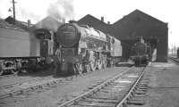 Royal Scot no 46165 <I>The Ranger (12th London Regt)</I> on shed at Kingmoor in June 1962.<br><br>[K A Gray 07/06/1962]