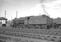 One of the four named Black 5s, no 45158 <I>Glasgow Yeomanry</I>, stands on Beattock shed in April 1963. [Note a fifth locomotive 45155 carried the name 'The Queen's Edinburgh' for two years during the second world war.] <br><br>[K A Gray 15/04/1963]