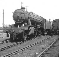 Stanier 8F 2-8-0 no 48723 on Lostock Hall shed in 1966.<br><br>[Jim Peebles //1966]