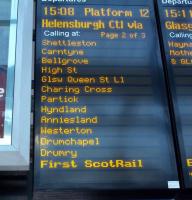 New destinations appear on the Edinburgh Waverley travel indicator on Sunday 12 December 2010.<br><br>[Andrew Wilson 12/12/2010]