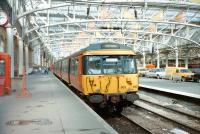 A train for Gourock stands at Glasgow Central platform 13 in April 1989.<br><br>[Colin Miller /04/1989]