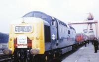 D9021 prepares to take the inaugural Euro-Scot away from Portobello FLT in 1968.<br><br>[Jim Peebles 07/10/1968]