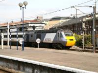 The 'East Coast' 07.55 Inverness - London Kings Cross <I>Highland Chieftain</I> HST pulls away from its penultimate stop at York on 25 March 2010.<br><br>[John Furnevel 25/03/2010]