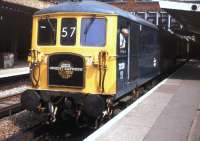 BR Class 73 electro-diesel no 73128 with the <I>Venice Simplon Orient Express</I> preparing to get underway from London Victoria station in August 1987.<br><br>[Ian Dinmore /08/1987]