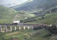 Crossing Glenfinnan Viaduct in the summer of 1991.<br><br>[Ian Dinmore /07/1991]