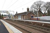 View west towards Helensburgh Central at Cardross station on 2 January, showing the newly levelled-off Glasgow bound platform. [See image 4669]<br><br>[John McIntyre 02/01/2011]