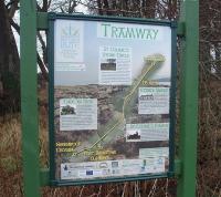 <I>Discover Bute</I> Tramway information board at the start of the trackbed path to Ettrick Bay. It details points of interest on the 1.6 mile route but unfortunately has no information about the old tramway itself.<br><br>[Mark Bartlett 28/12/2010]