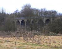 The Leslie branch had two substantial viaducts - this <br>
is Balbirnie, just to the west of Auchmuty Junction, itself not <br>
far from the main line at Markinch. It crosses the valley of the River Leven. Although there was a location called Rothes around here there is no river Rothes, and Fife has Dens rather than Glens. Denleven might therefore have been a more appropriate fabrication than Glenrothes, which it is said was chosen to suggest a romantic Highland location in order to attract American investment. <br><br>[David Panton 29/01/2011]
