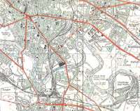 The Clyde meanders through south-east Glasgow in this OS 1:25,000 <br>
Provisional Edition map of 1947. The two Bridgeton stations almost <br>
face each other at the top left and Rutherglen East Junction can be <br>
seen bottom right, below Clydebridge Steel Works. The castle north-east of the then expansive Rutherglen station was Farme Castle, unforgivably demolished in the 1960s. Crown Copyright 1947.<br>
<br><br>[David Panton //]