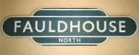 A rather faded totem from Fauldhouse North. The only other station in town was Fauldhouse & Crofthead which I believe closed to passengers in 1932. However Fauldhouse North continued to be so styled in timetables up until the 1970s. It almost goes without saying that Fauldhouse North was at the south end of the village, further south than Fauldhouse and Crofthead.<br><br>[David Panton //]
