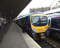 185 109 at Haymarket platform 3 on 8 February with a service from Manchester Airport.<br><br>[Brian Forbes 08/02/2011]