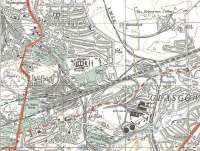 The line out of Buchanan Street cuts through north-east Glasgow in this extract from the OS 1:25,000 Provisional Series map of 1947. The area is thick with heavy industry including the locomotive works in the Springburn area, with the Hyde Park and Atlas works on opposite sides of the Springburn line. The site of both works is still (in 2011) partly occupied by industry, albeit not quite so heavy. For a view of the line today, looking from the site of Atlas Works towards Hyde Park Works [see image 32674]. Crown Copyright 1947.<br>
<br><br>[David Panton //1947]