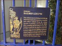 Plaque attached to a gate at Stirling station, photographed on 12 February 2011.<br><br>[John Yellowlees 12/02/2011]