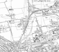 The map of which this is an extract was produced at a special scale for ARP (Air Raid Precautions), though the imprint date appears to be 1947.It has clearly been put together from maps at a slightly larger scale and with different revision dates: notice the disappearing housing estate at top right. Craigleith Junction is at the very bottom, then Crew Junction. Understandably perhaps most of the map hadn't kept pace with inter-war developments around Crewe (note spelling) Toll, and East Pilton Halt (which opened in 1934) is not shown. This wooden halt was situated between the hospital and Bruce Peebles' engineering works, an air-raid target.<br>
<br><br>[David Panton //1947]