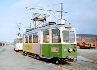 Graz and Brussels trams running on the short tram line at Summerlee museum in 1989. <br><br>[Colin Miller //1989]