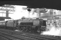 Stanier 'Coronation' Pacific no 46242 <I>City of Glasgow</I> has just brought the 1035am Glasgow Central - Blackpool train into platform 4 at Carlisle on 17 August 1963. <br><br>[K A Gray 17/08/1963]