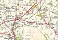 Part of the OS One Inch map of 1945 showing part of the then county of Kinross. Kinross-shire was not large, and even this small extract shows its only town and its only substantial village (locally pronounced Mills-i-forth, for some reason). Two junctions on the NBR Perth direct line are shown: Kinross, for the Devon Valley line to Alloa; and Mawcarse, the junction for the line to Auchtermuchty and Ladybank.Mawcarse was - and is - nothing but a house, but the station survived 14 years after the closure of the branch until the main line was closed in 1964. Crown copyright 1945.<br>
<br><br>[David Panton //1945]