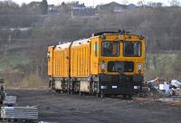 Harsco RGH20C Rail Grinder units DR79271 (nearest the camera) and DR79261 pictured in the yard at Inverkeithing on Monday, 4 April 2011.<br><br>[Andy Carr 04/04/2011]