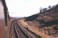 <I>Man at work</I> - passing shot taken from the northbound 'Royal Highlander' near Daviot in the summer of 1962.<br><br>[Frank Spaven Collection (Courtesy David Spaven) //1962]