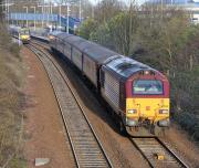 67 024 is pictured departing from Dalgety Bay station with the 17:08 Edinburgh - Edinburgh via Fife Circle service on Monday, 4 April, 2011.<br>
<br><br>[Andy Carr 04/04/2011]