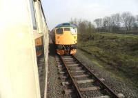 Running round a train from Boness at Manuel on  9 April 2011. <br><br>[John Yellowlees 09/04/2011]