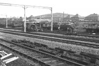 Permanent way work underway at Arkleston Junction in June 1966 on what was referred to at the time as <I>'pre-electrification rationalisation'</I>. [See image 19023]<br><br>[Colin Miller /06/1966]