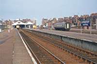 On June 29th 1977, the station name board declared this destination as Lowestoft Central, despite the fact there was no other station in the town that might be confused with it. Up until May 1970, however, there was also Lowestoft North on the line to Yarmouth South Town. Visible in this view are the DMU services to Norwich and Ipswich, a Class 03 shunting locomotive and apparently failed stock from the Lowestoft - London service.<br><br>[Mark Dufton 29/06/1977]