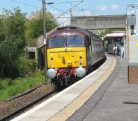 WCRC 47790 bringing up the rear of the 1Z33 <I>Northern Belle</I> tour as it runs through Hyndland station on a sunny 3 June 2011. The locomotive is sporting its new <I>Northern Belle</I> livery. On the front of the train is WCRC no 47810.<br><br>[Ken Browne 03/06/2011]