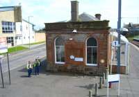The station building on the Glasgow bound platform at Saltcoats on 20 June 2011, seen from the footbridge.<br><br>[Veronica Clibbery 20/06/2011]