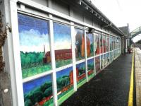 The new mural by Adele Conn that now adorns the platform side of the station building at Prestonpans, seen here on 18 September 2011. [Addendum - the mural subsequently earned 'Highly Commended' in the community art schemes category of the Community Rail Awards in October 2012].<br>
<br><br>[John Yellowlees 18/09/2011]