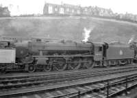 Black 5 no 44976 stands in the shed yard at Hawick in December 1957.<br><br>[Robin Barbour Collection (Courtesy Bruce McCartney) 28/12/1957]