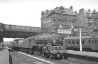 Royal Scot 46115 <I>Scots Guardsman</I> with the Saturday 9.50am Edinburgh Waverley - Sheffield Midland arrives at Carlisle on 17 July 1965. [See image 30557]<br><br>[K A Gray 17/07/1965]