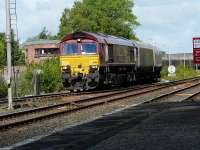 DBS 66116 leaves Killie long lyes on the 4S03 Milford to New Cumnock empty hoppers <br><br>[Ken Browne 28/06/2011]
