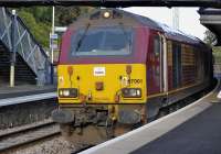 DBS 67001 enters Burntisland on 11 July with the 17.08 Edinburgh - Fife - Edinburgh commuter train.<br><br>[Bill Roberton 11/07/2011]