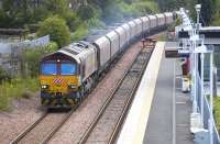 Euro Cargo Rail badged 66071 passes Alloa Station on 13 July with the 4J06 empties to Hunterston.<br>
<br><br>[Bill Roberton 13/07/2011]