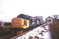 37417 photographed with a train at Lentran (closed June 1960) on a cold day in March 1986.<br><br>[Ian Dinmore /03/1986]