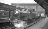 The SLS/MLS 'Carlisle Rail Tour' stands at platform 5 of Carlisle station on 6 April 1963. Locomotive no 256 <I>Glen Douglas</I> handled the tour throughout, which visited various lines and yards in and around the city, as well as making a return trip over the Langholm branch [see image 31793].    <br><br>[K A Gray 06/04/1963]