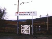Welcome sign, Rannoch, January 1989.<br><br>[Ian Dinmore /01/1989]