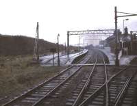 Penistone station in November 1984 - looking west towards Woodhead. The tunnel was closed to rail traffic in 1981.<br><br>[Ian Dinmore /11/1984]