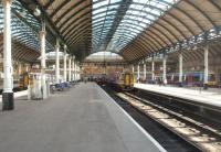 Mid-day scene at Hull Paragon as, from left to right, 158787 (Bridlington), 158797 (Sheffield) and 170308 (Manchester Airport) await their next duties.<br><br>[Mark Bartlett 19/03/2011]