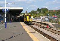 A York - Blackpool service pulls into platform 2 at Blackburn <br>
station on 30 July 2011. On the right is the currently out of use platform 4 which is having work carried out to create shelter for passengers during inclement weather.<br>
<br><br>[John McIntyre 30/07/2011]