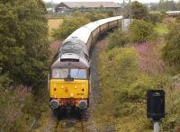DRS class 47 no 47790 <i>Galloway Princess</i> leads the 'Northern Belle' round Inverkeithing North/East chord on 7 August 2011.<br>
<br><br>[Bill Roberton 07/08/2011]