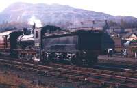 J36 0-6-0 no 65315 stands at Aberfoyle on 3 May 1958 with the SLS <I>Strathendrick Special</I> from Glasgow Queen Street. The train will depart shortly on the journey back to Glasgow, where it will terminate at St Enoch. <br><br>[A Snapper (Courtesy Bruce McCartney) 03/05/1958]