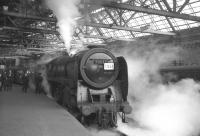 The BLS/SLS <I>Scottish Rambler No 6</I> railtour about to get underway at Glasgow Central on 26 March 1967. Britannia Pacific no 70032 <I>Tennyson</I> took the special south to Carlisle via the WCML.<br><br>[K A Gray 26/03/1967]